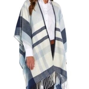 Blue and White Plaid Poncho